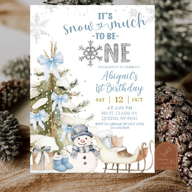 Invitación Dusty Blue Snow Much Fun To Be One Birthday (Subido por el creador)