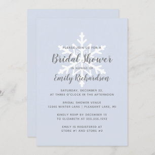 Invitación Dusty Blue Snowflake Winter Bridal Shower