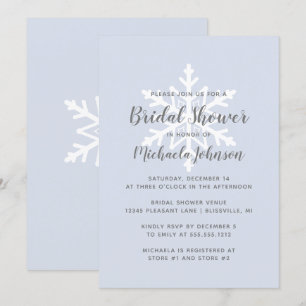 Invitación Dusty Blue Snowflake Winter Bridal Shower