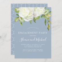 Dusty Blue Spring Floral Peony Engagement Party