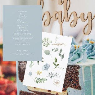 Invitación Dusty Blue Springing en el Baby Shower de la escen