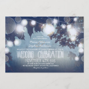 Invitación Dusty Blue String de Luces Boda Noche