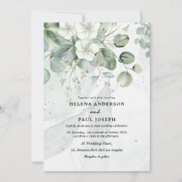 Invitación Dusty Blue succulent eucalipto boda de vegetación