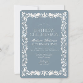 Invitación Dusty Blue Talavera Tile Fiesta Boy Fiesta de cump