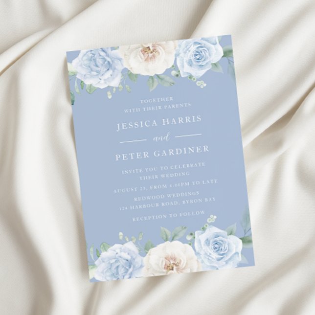 Invitación Dusty Blue Trending Floral Spring Wedding (Subido por el creador)