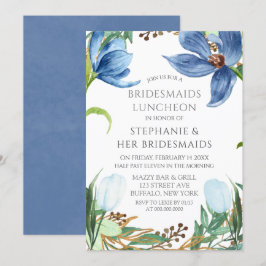 Invitación Dusty Blue Tulip Peony Bridesmaids Luncheon
