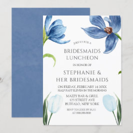 Invitación Dusty Blue Tulip Peony Bridesmaids Luncheon