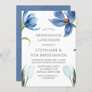 Invitación Dusty Blue Tulip Peony Bridesmaids Luncheon