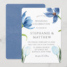 Dusty Blue Tulip Watercolor Peony Boda