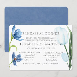 Invitación Dusty Blue Tulip Watercolor Peony Ensayo de cena