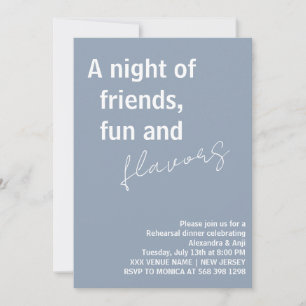 Invitación Dusty Blue una noche de divertidos amigos Ensayos