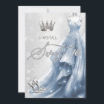 Invitación Dusty Blue Vress Snowflakes Winter Sweet 16<br><div class="desc">Plata Dusty Blue Vestido Snowflakes Invitación 16</div>