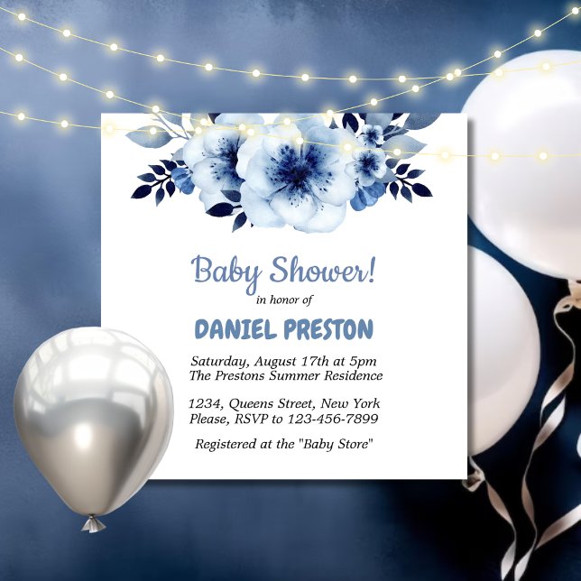 Invitación Dusty Blue Watercolor Baby Shower (Subido por el creador)