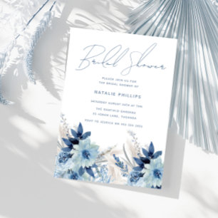 Invitación Dusty Blue Watercolor Florals Bridal Shower