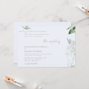 Invitación Dusty Blue Watercolor Foliage ambos padres Boda