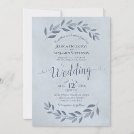Invitación Dusty Blue Watercolor Laurel deja Boda