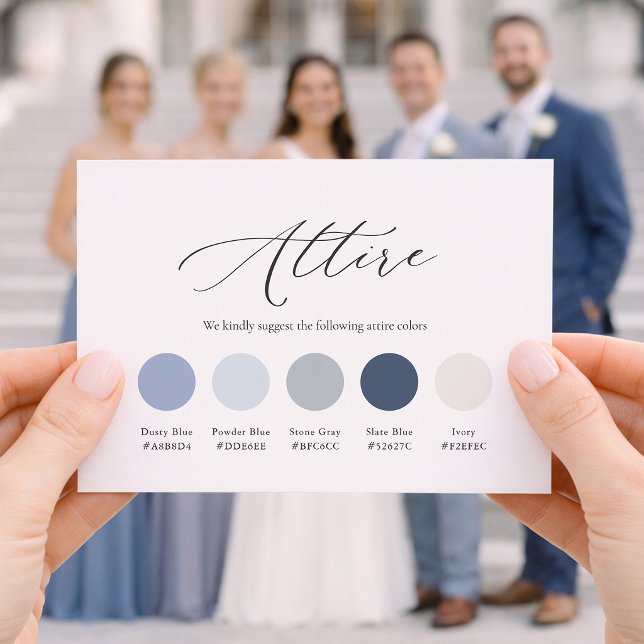 Invitación Dusty Blue Wedding Attire Card (Subido por el creador)
