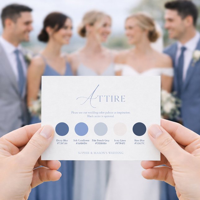 Invitación Dusty Blue Wedding Attire Card (Subido por el creador)