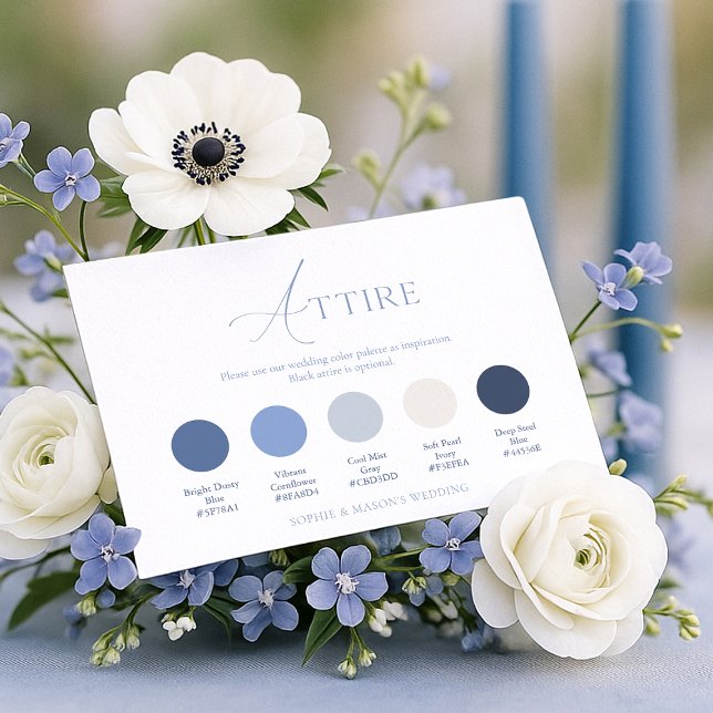Invitación Dusty Blue Wedding Attire Card (Subido por el creador)
