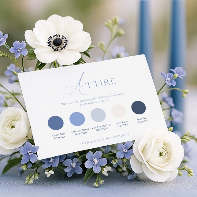 Invitación Dusty Blue Wedding Attire Card (Subido por el creador)