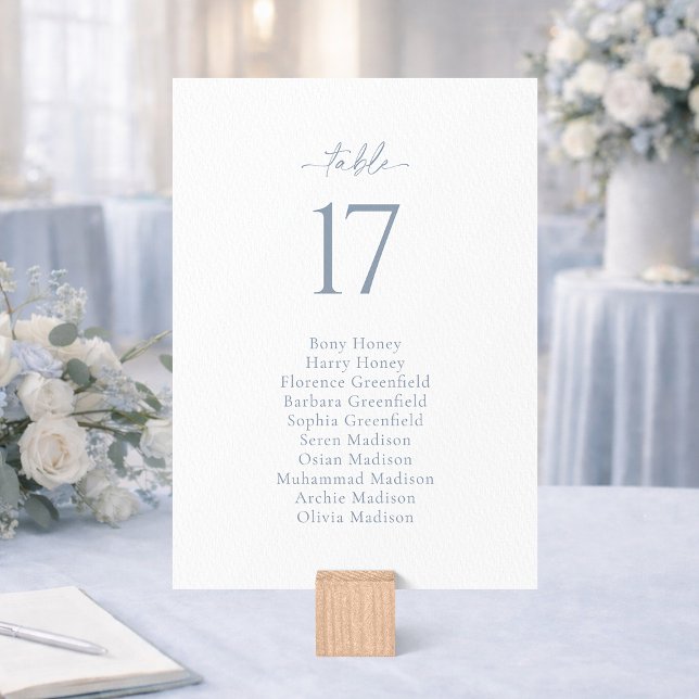 Invitación Dusty Blue Wedding Seating Chart Card (Subido por el creador)