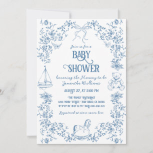 Invitación Dusty Blue Whimsical Floral Baby Shower