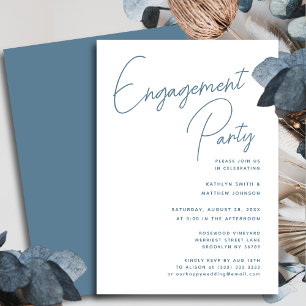 Invitación Dusty Blue Whimsical Script Moda Engagement Party