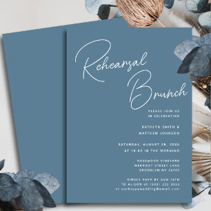 Invitación Dusty Blue Whimsical Script Moda ensayo Brunch