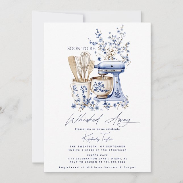 Invitación Dusty Blue Whisky Away Bridal Shower (Anverso)
