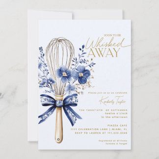 Invitación Dusty Blue Whisky Away Toile Bridal Shower