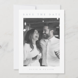 Invitación Dusty Blue & White Boho Photo Save the Date