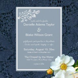 Invitación Dusty Blue White Couple Foto Boda tradicional
