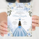 Invitación Dusty Blue & White Mis Quince 15 Anos Silver Crown<br><div class="desc">Quinceañera Dusty Blue & White Silver Crown Invitación Mis Quince 15 Anos,  16 Años, </div>