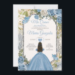 Invitación Dusty Blue & White Mis Quince 15 Anos Silver Crown<br><div class="desc">Quinceañera Dusty Blue & White Silver Crown Invitación Mis Quince 15 Anos,  16 Años, </div>