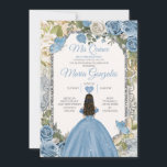 Invitación Dusty Blue & White Mis Quince 15 Anos Silver Crown<br><div class="desc">Quinceañera Dusty Blue & White Silver Crown Invitación Mis Quince 15 Anos,  16 Años, </div>