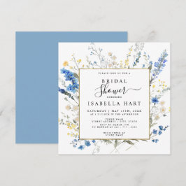 Invitación Dusty Blue Wild Floral Dainty Boho Bridal Shower