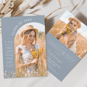 Invitación Dusty Blue Wildflower Bloom Graduation Party