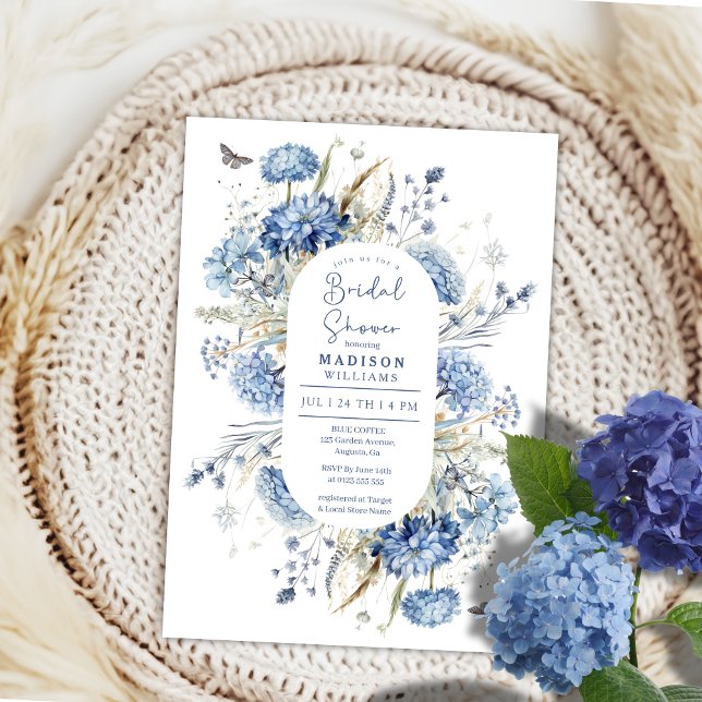 Invitación Dusty Blue Wildflower Boho Moda Bridal Shower (Subido por el creador)