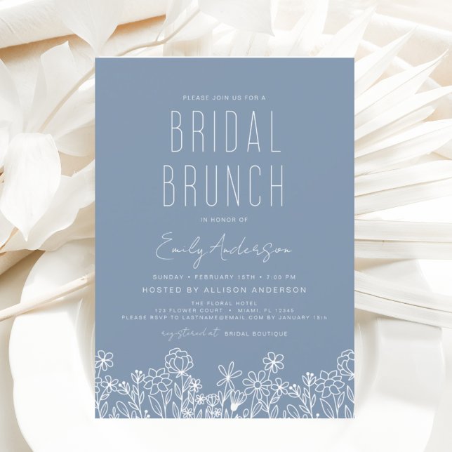 Invitación Dusty Blue Wildflower Bridal Brunch Bridal Shower (Subido por el creador)