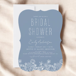 Invitación Dusty Blue Wildflower Bridal Shower Elegante