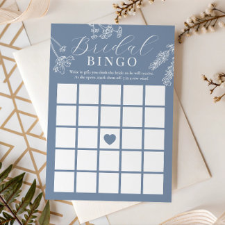 Invitación Dusty Blue Wildflower Bridal Shower Gift Bingo