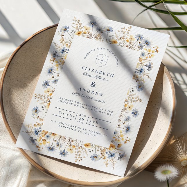 Invitación Dusty Blue Wildflower Meadow Wedding (Subido por el creador)