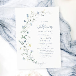 Invitación Dusty Blue Wildflower Rustic Boho Baby Shower