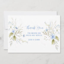 Dusty Blue Wildflowers Boda Gracias Cartas