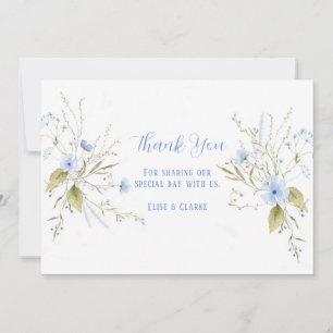 Invitación Dusty Blue Wildflowers Boda Gracias Cartas