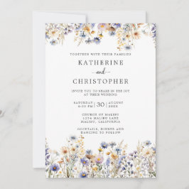 Invitación Dusty Blue Wildflowers Boda todo en uno