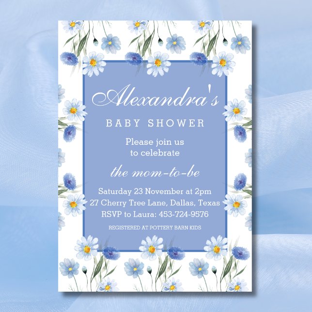 Invitación Dusty Blue Wildflowers Boho Baby Shower (Subido por el creador)