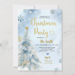 Invitación Dusty Blue Winter Forest Navidades Fiesta