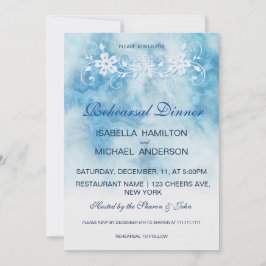 Invitación Dusty Blue Winter Script Calligraphy Watercolor