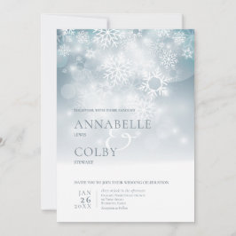 Invitación Dusty Blue Winter Snow Modern Wedding